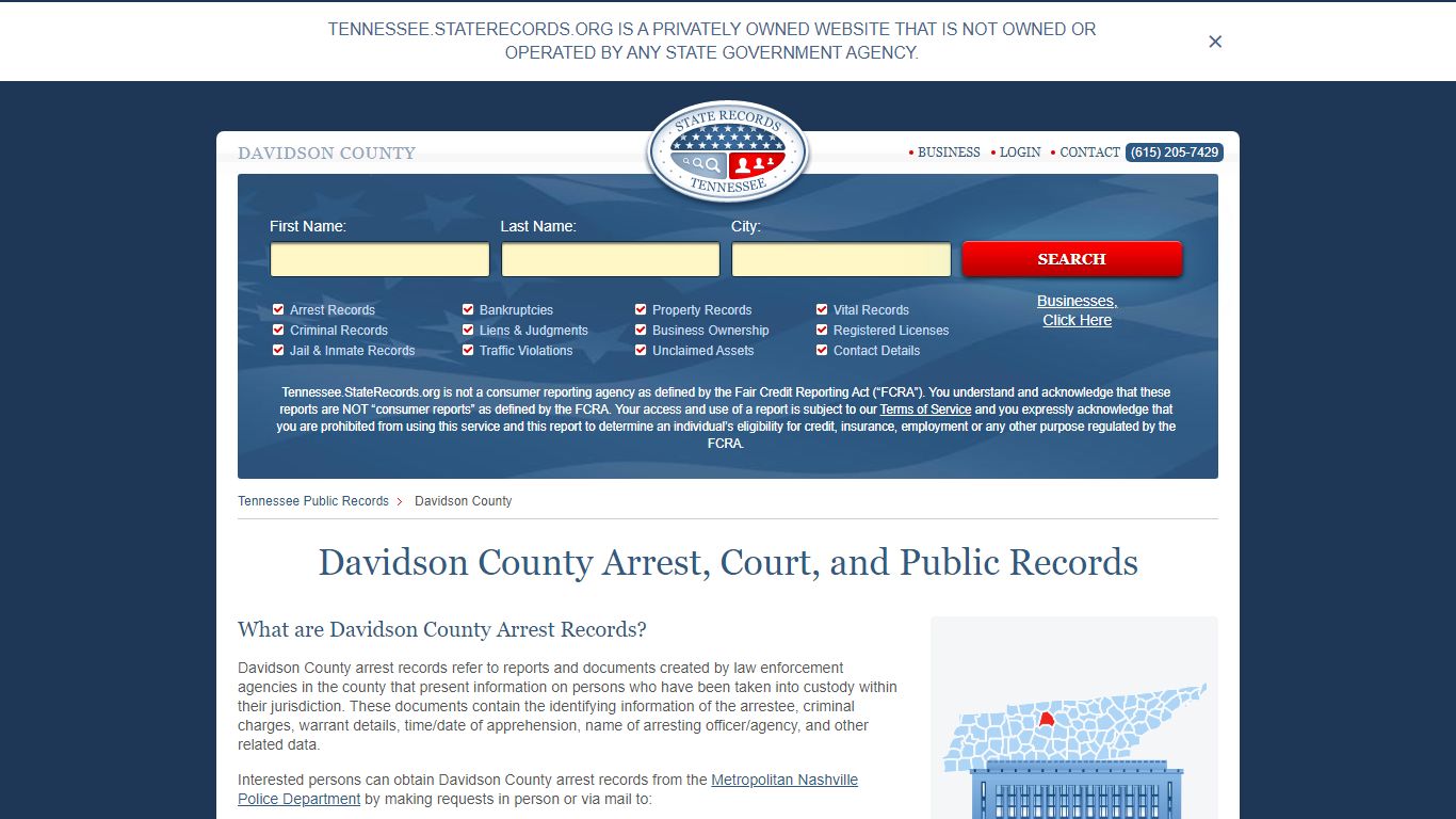 Davidson County Arrest, Court, and Public Records