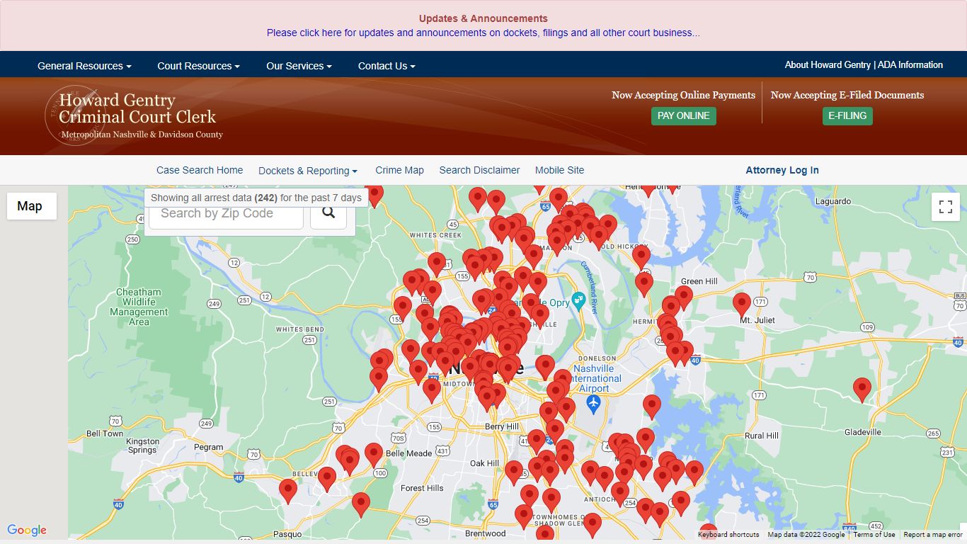 Criminal Court Clerk Crime Map - Nashville